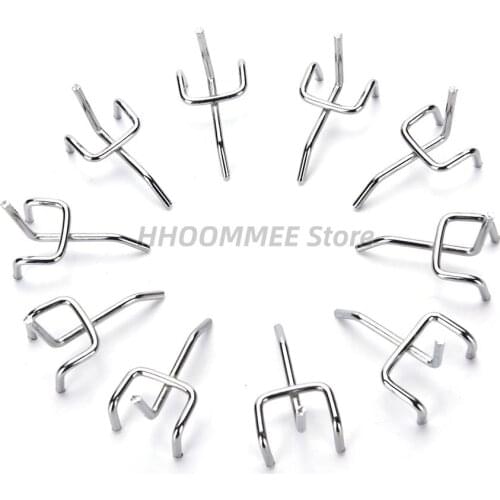 10PCS Steel Pegs Board Pegboard Hooks Garage Work Shop Storage Display Organization Steel Hanging Tool Storage Hooks