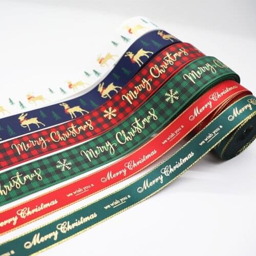 10 Yards 1'' 25MM Christmas Snowflake Printed Grosgrain Ribbons For Hair Bows DIY Handmade Materials Y2020072301