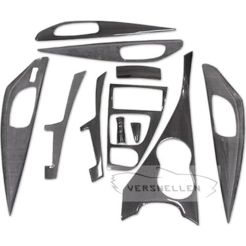 11 pcs Carbon Interior Panel Trim Cover For Infiniti Q50 2014 2015 2016 ON Carbon Fiber Interior Parts Add On Trim Panel Kits