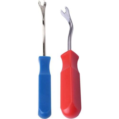 2pcs Car Door Interior Trim Clip Panel Upholstery Fastener Clip Remover Tool 4 Inch - blue-silver & Red-silver