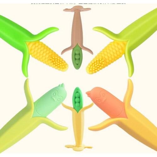 200pcs Infant Baby Teether Toy Silicone Banana Corn Baby Teethers Toy SoothingTeething Pacifier Chew Infant Oral Tooth Brush