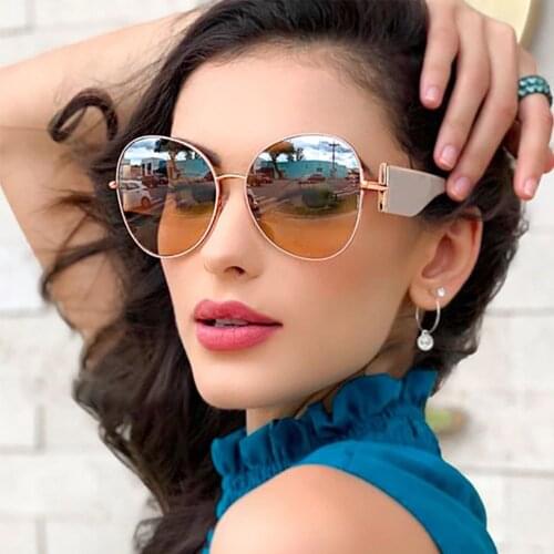 2021 Vintage New Fashion Wide Leg Gradient Sunglasses For Women Luxury Brand Oval Round Sun Glasses Men Eyewear Uv400