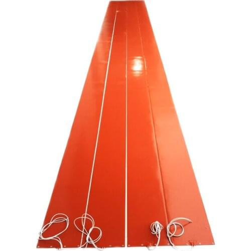 220V 3500W 250*7500*1.5mm Silicone Strip Heater for machine metal spring for install 1000mm lead wire