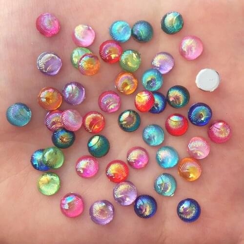 300pcs mix AB resin shiny 6mm mini shell round gem Flat back rhinestone appliques DIY Wedding scrapbook ornament craft SF564