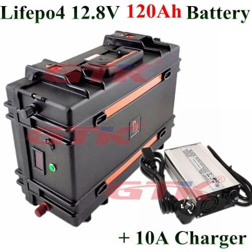 ABS Suitcase Lifepo4 12v 120Ah battery pack mobile box Not lead acid battery for car solar RV portable UPS boat +10A charger USB
