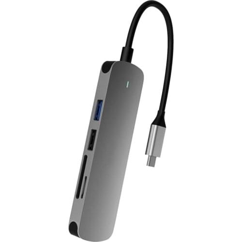 RISE-5 In 1 USB Type C Hub Adapter With 4K 30Hz HDMI-Compatible Multiport Card Reader USB3.0 Tf SD Video Multi Ports Adapter