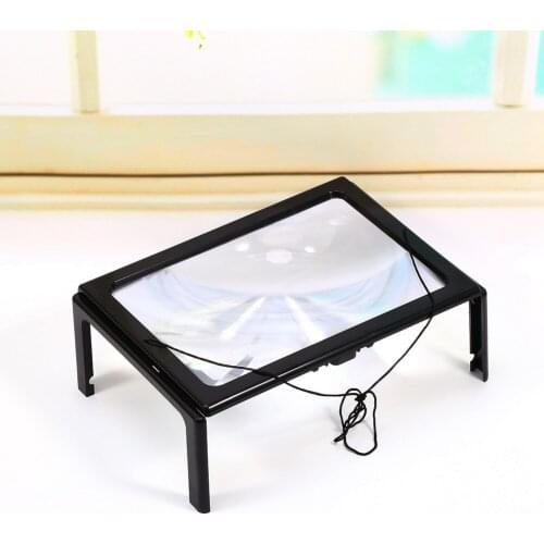 Large A4 Page Hands Free 3x Magnifying Glass With Light LED Magnifier Reading