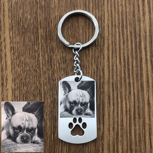 Personalized photo engraving dog label Keychain stainless steel customized handwritten Souvenir Keychain Keychain