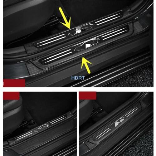 Black Titanium door sill strip for HYUNDAI IX35 2018 2019 Threshold trim car style welcome pedal Scuff plate cover film sticker