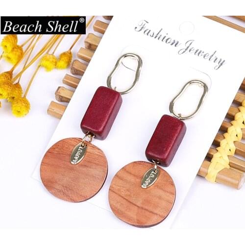Wood earrings for women vintage 2020 access geometric korean fashion star wood earrings best selling products vintage statement