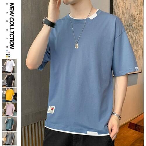 Yellow T-shirt Men Summer O-neck Short-Sleeved Fashion Tshirts Mens Solid Color Tops Male Casual Hip Hop Breathable Streetwear