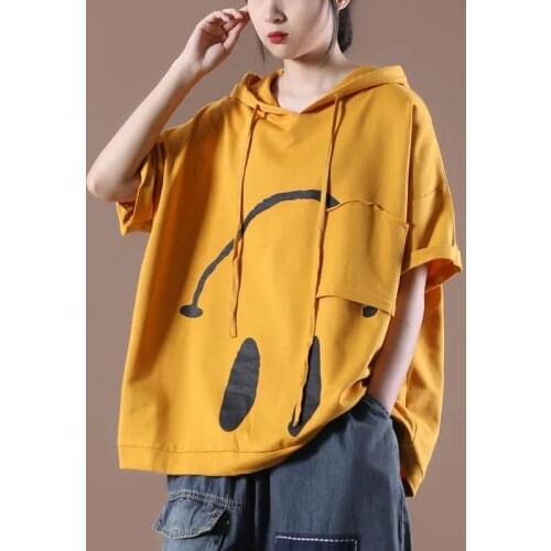 Short-sleeved T-shirt Female Summer New Loose Casual Korean Hooded Top Shirts for Women