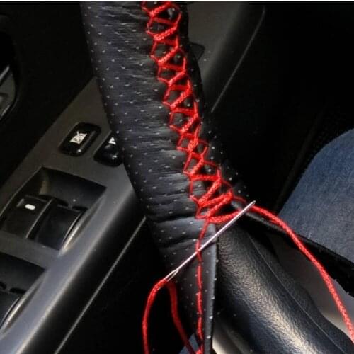 Quality Car Styling Black DIY Car Steering Wheel Cover With Needles and Thread Genuine Artificial leather Car Accessories covers
