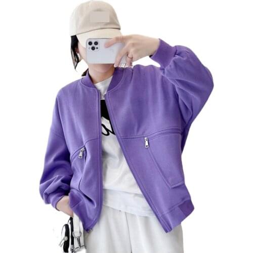 Short Windbreaker Jacket Female Spring 2021 New Womens Jacket Fashion Korean Loose Overcoat Lady Long-Sleeved Zipper Coat Trend