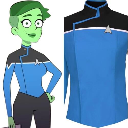 Star Cosplay Trek Lower Decks Costume Adult Blue Uniform Shirt Top Suit Halloween Carnival Jacket Men Male