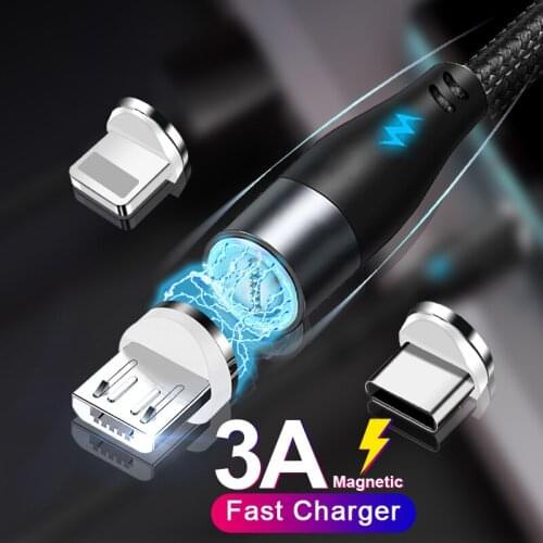 Magnetic USB Type C Cable LED Fast Charging Data Wire Micro USB Charger Cord For iPhone 11 12 Pro Max Xiaomi 11 Huawei P40 P30