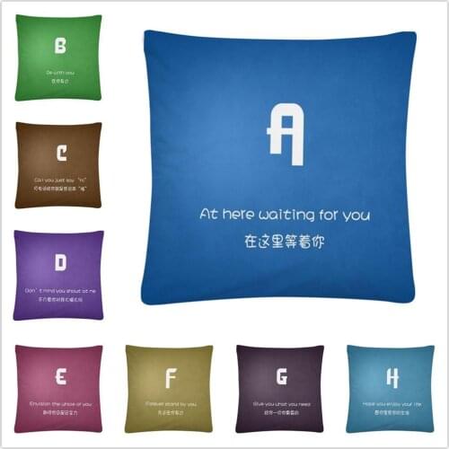 Simple ABC (discourse per letter) pattern Soft Short Plush Cushion Cover Pillow Case for Home Sofa Car Decor Pillowcase 45X45cm