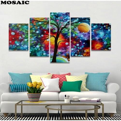 Nordic Decoration Abstract Colorful Tree Diamond Embroidery sale Cross Stitch Full square diamond Painting sticker mosaic art