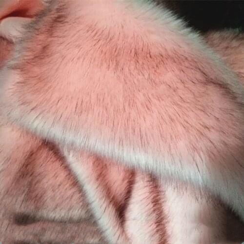 New pink dyed fox fur faux fabric for sewing coat collar shoes collar high qiality imitation fur plush fabric 10x180cm