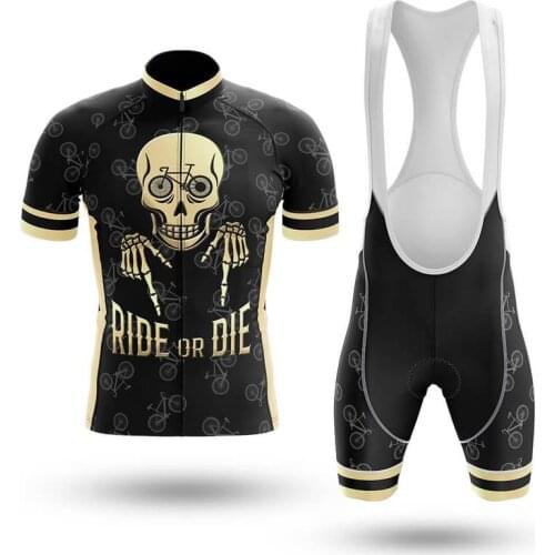New 2021 Ride or Die Men Cycling Jersey Set Sports Team Bike Clothing Quick Dry Summer Sleeve Cycling Shirt Bib Short Gel Pad