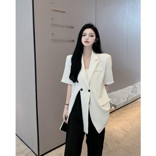 Summer New Ins Fashion Street Crowd Split Suit Jacket Blaser Feminino Solid Loose Suit Women Zakiety Damskie Eleganckie Blazers