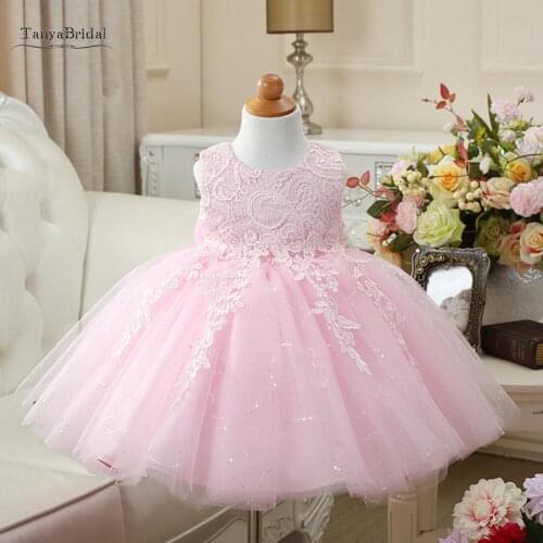 Princess 3D-Floral Lace Appliques Flower Girls Dresses Puffy Ball Gown Girls Communion Dress For Wedding Party XF005