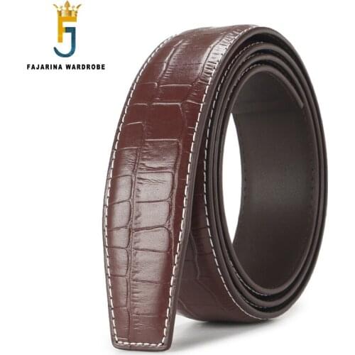 FAJARINA New Open-sided Two-layer Genuine Belt Strip Mens Automatic Buckle Embossed Crocodile Pattern Belt Body 3.5cm N17FJ1061