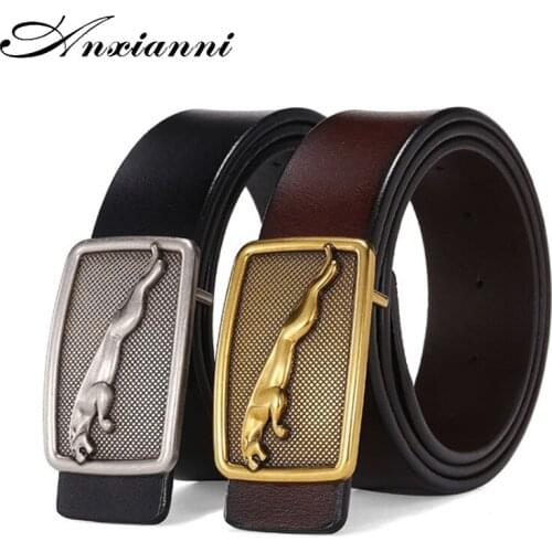 Designer Brand mens genuine leather belt male cowskin belt Luxury leopard smooth buckle for men Smooth buckle belts