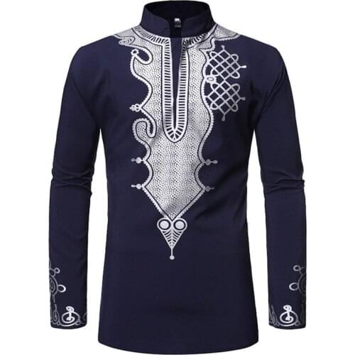 Africa Style Mens Shirt Young Fashion Male Clothing Long Sleeve Shirts Men Fall Dashiki Traditional Man Tops Muslim Vintage