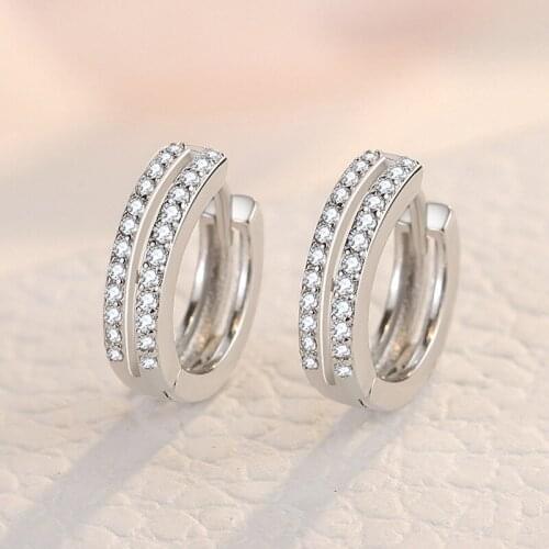 925 Sterling Silver Double Layer Piercing Hoop Earrings For Women Girls Engagement Party Wedding Jewelry Oorbellen Jljflka