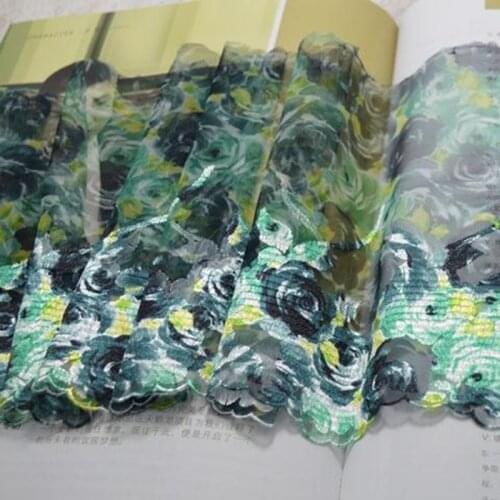 10meters Green Flowers Embroidered Lace Trim Mesh Fabrics For Bra Lingerie Underwear Womens Dress Decor 19cm Width High Quality