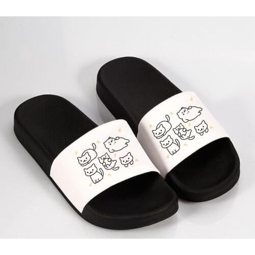 2021 Summer Women Shoes Cat Print bathroom Indoor Home Flat Slippers Beach Slides Non-slip Sandals Flip Flops chaussure femme