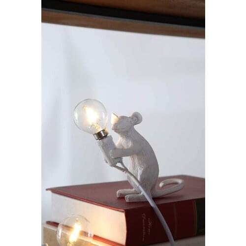 Resin Mouse Table Light, Creative Animal Desk Accent Lamp Bedside Gift Decoration Cartoon Lighting for Baby room Cafe Bar