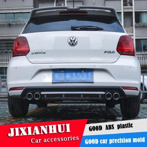 For Polo Body kit spoiler 2011-2016 For Volkswagen Polo ABS Rear lip rear spoiler front Bumper Diffuser Bumpers Protector