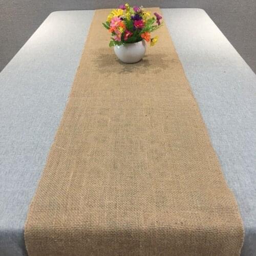Vintage Natural Burlap Jute Linen Table Runner For Wedding Birthday Party Christmas New Year Dining Table Home Decoration