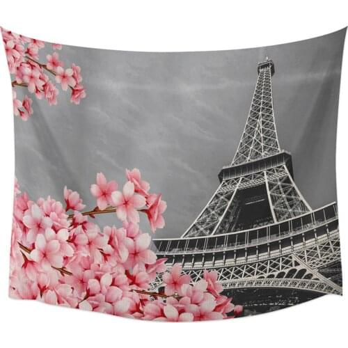 Cherry Blossom Paris Tower Tapestry Wall Hanging Home Wall Decor Bedroom Tapestry Wall Hanging Yoga Mat Picnic Mat