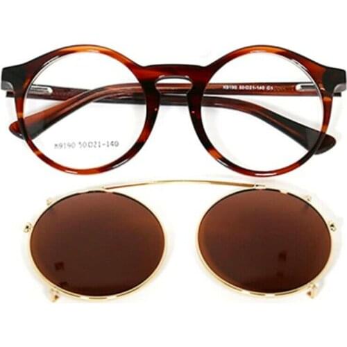 Women Clip On Sunglasses Men polarized removable Clips Flip Up Glasses Round retro Tortoise light Optical driving sun glasses