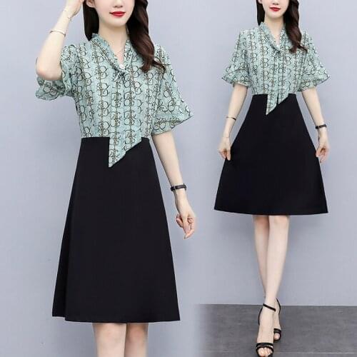 Womens Cute Chiffon Summer Plus Size Dress L-5XL XXXL 3XL XXXXL 4XL XXXXXL Office Ladies Work Wear Dress Clothes For 100KG Woman