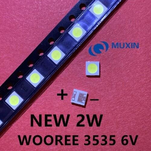 300PCS WOOREE LED Backlight 2W 6V 3535 150LM Cool white WM35E2F-YR09B-eA LCD Backlight for TV TV Application