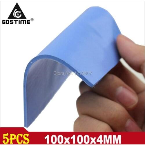 5PCS Gdstime 100x100x4mm Thick GPU CPU Heatsink Cooling Thermal Conductive Silicone Pad 4MM