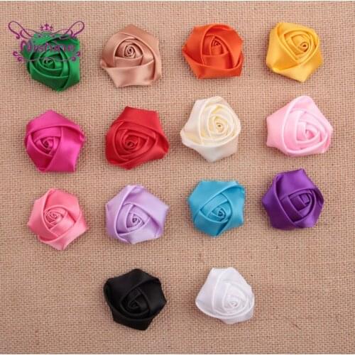 5pcs/lot 5 CM Solid Color Rose Flower Hair Accessories Boutique Handmade Floral Headwear Children Clothing Decoration Girls Gift