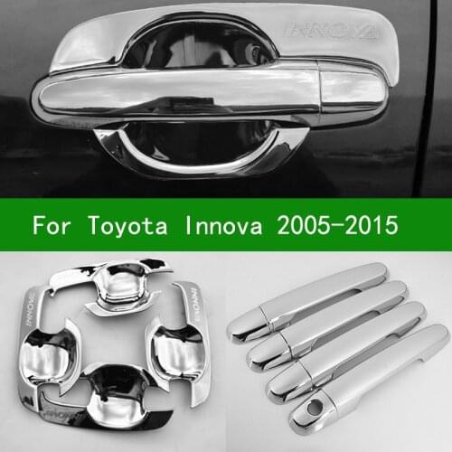 Accessory glossy chrome silver car Side Door Handle bowl cover trim For toyota innova 2005-2015 2012 2010 2008 2009 2014 2013