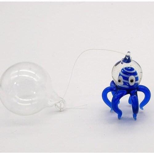 Aquarium handmade Floating Glass Bubble octopus miniature figurine Fish Tank Landscape Ornament Decoration marine animal Pendant