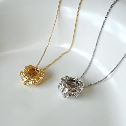 Amaiyllis 925 Sterling Silver Irregular Shaped Circle Necklace Pendant Minimalist Boho Collar Statement Necklace Jewelry