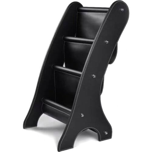 Black plain PU leather magazine/book shelf creative business/hotel/office newspaper rack/holder