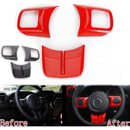 ABS Chrome Steering Wheel Cover Trim 3 pcs For Patriot Compass Wrangler 11-16