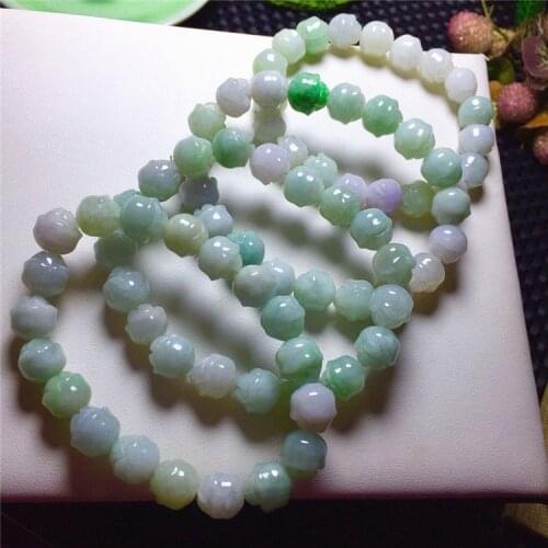 Customized Natural Emerald 10mm Lotus Beads Elastic Bracelet Adjustable Bangle Jewellery Fashion Accessories Woman Amulet