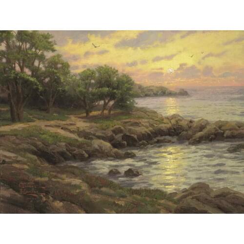 Sunset on Monterey Bay Thomas Kinkade HD Canvas Print Living Room Bedroom Wall Pictures Art Painting Home Decoration No Frame