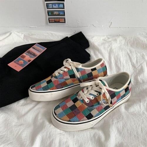 Women Leopard Checkerboard Casual Canvas Shoes Platform High Quality Fashion Outdoor Sneakers Zapatos De Mujer Tenis Zapatillas