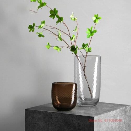Creative Corrugated Cup Glass Flower Vases Nordic Decor Home Jardiniere Artistic Office Desktop Hydroponic Antiskid Clear Vase